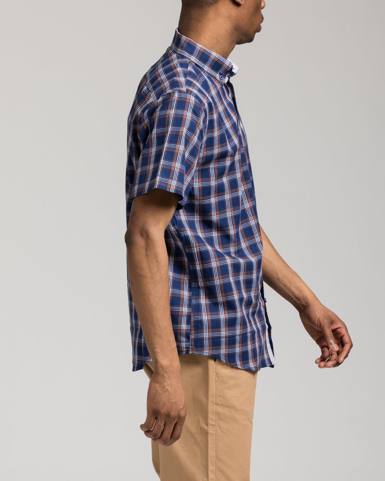 Short Sleeve Plaid Shirt - Color: Blue | Blue