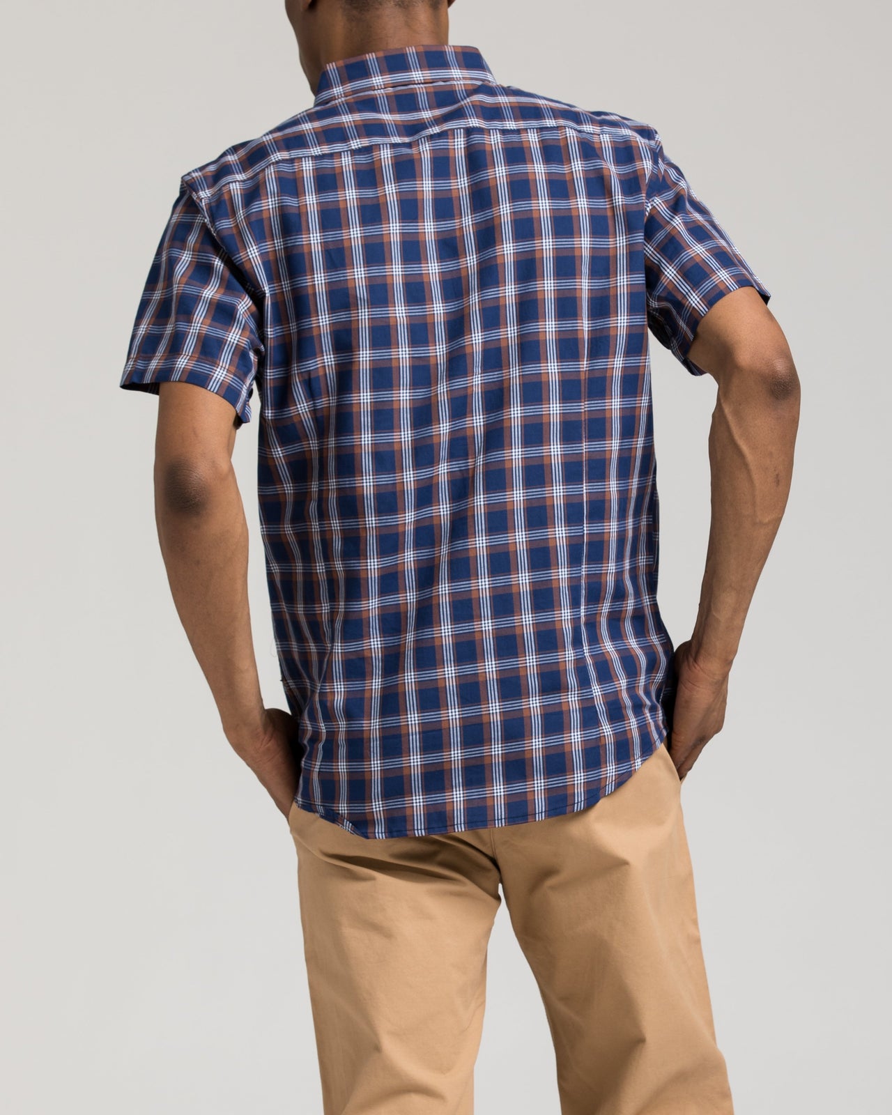 Short Sleeve Plaid Shirt - Color: Blue | Blue