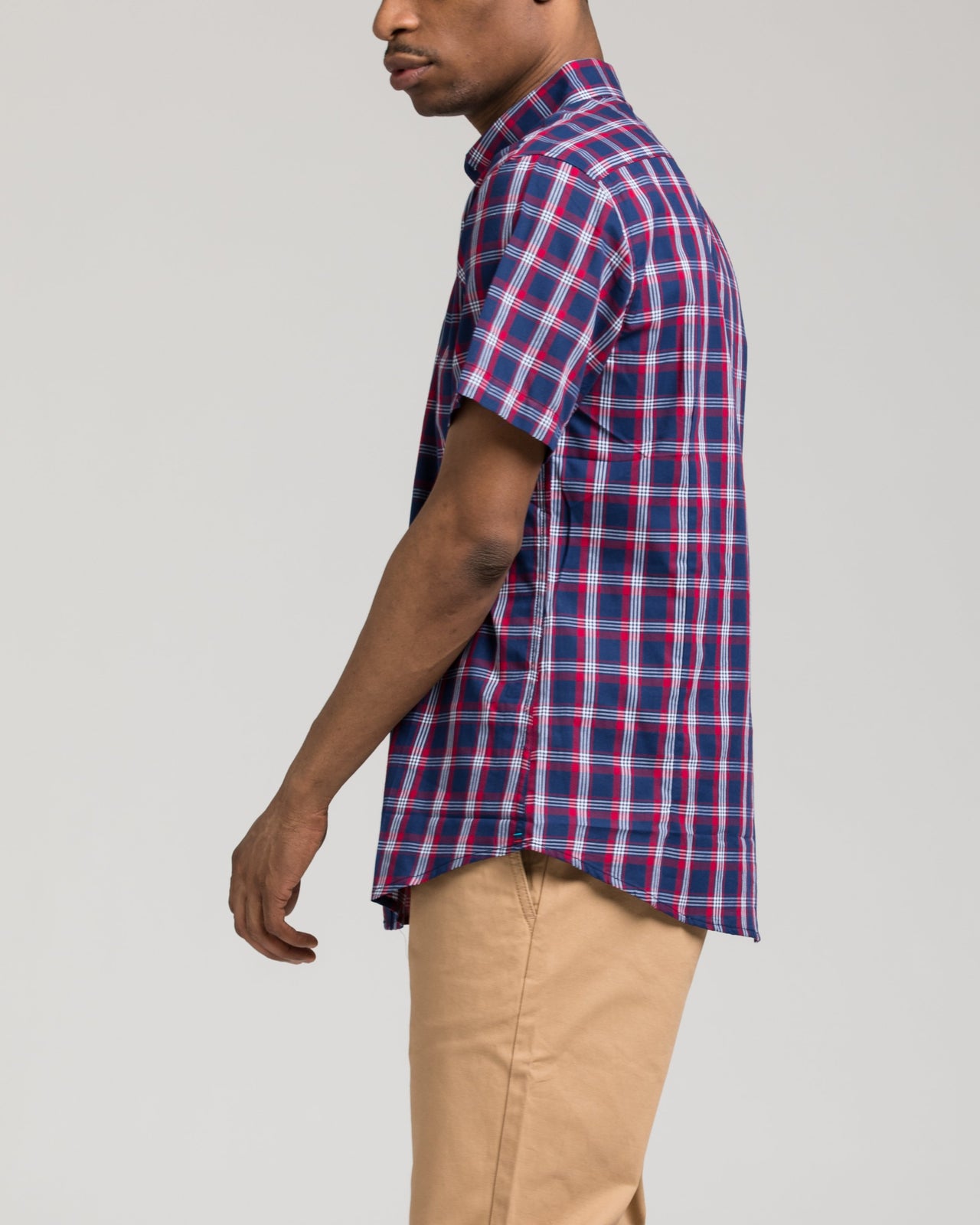 Short Sleeve Plaid Shirt - Color: Red/Navy | Blue