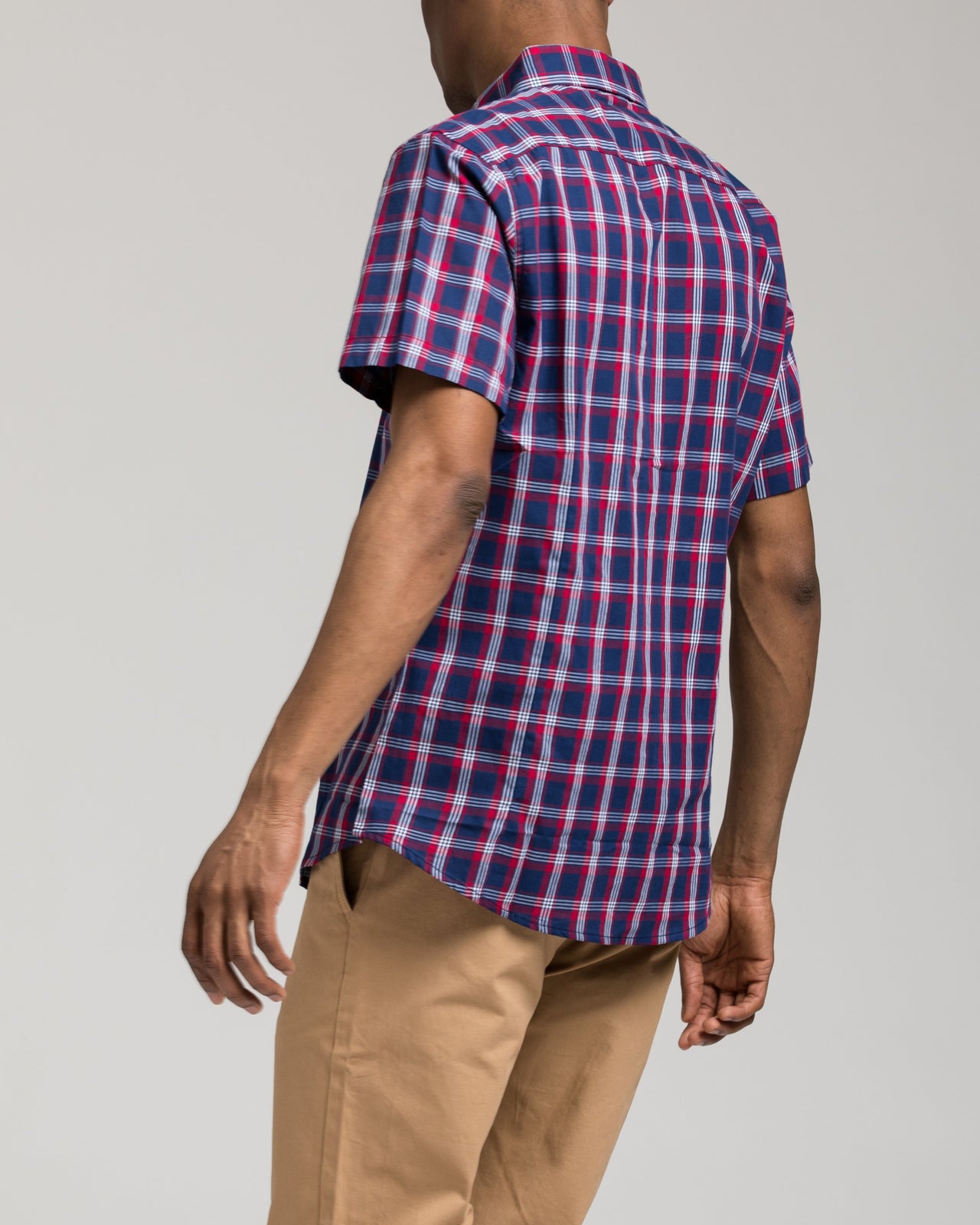 Short Sleeve Plaid Shirt - Color: Red/Navy | Blue