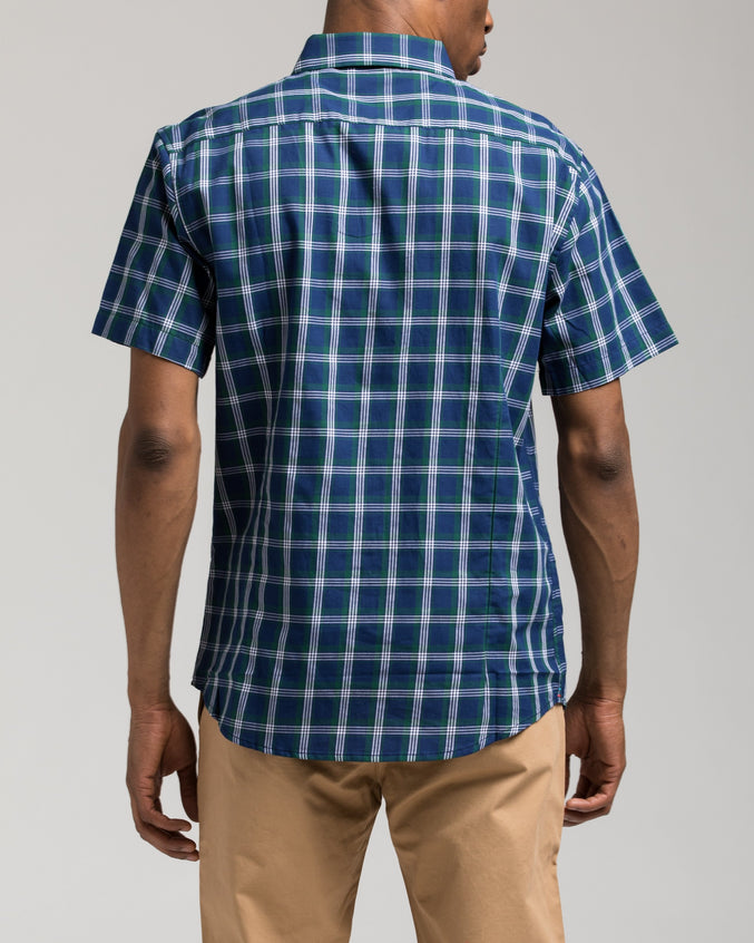 Short Sleeve Plaid Shirt - Color: Blue/Green | Blue