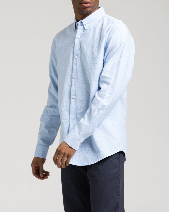 Long Sleeve Dots Shirt - Color: Blue | Blue