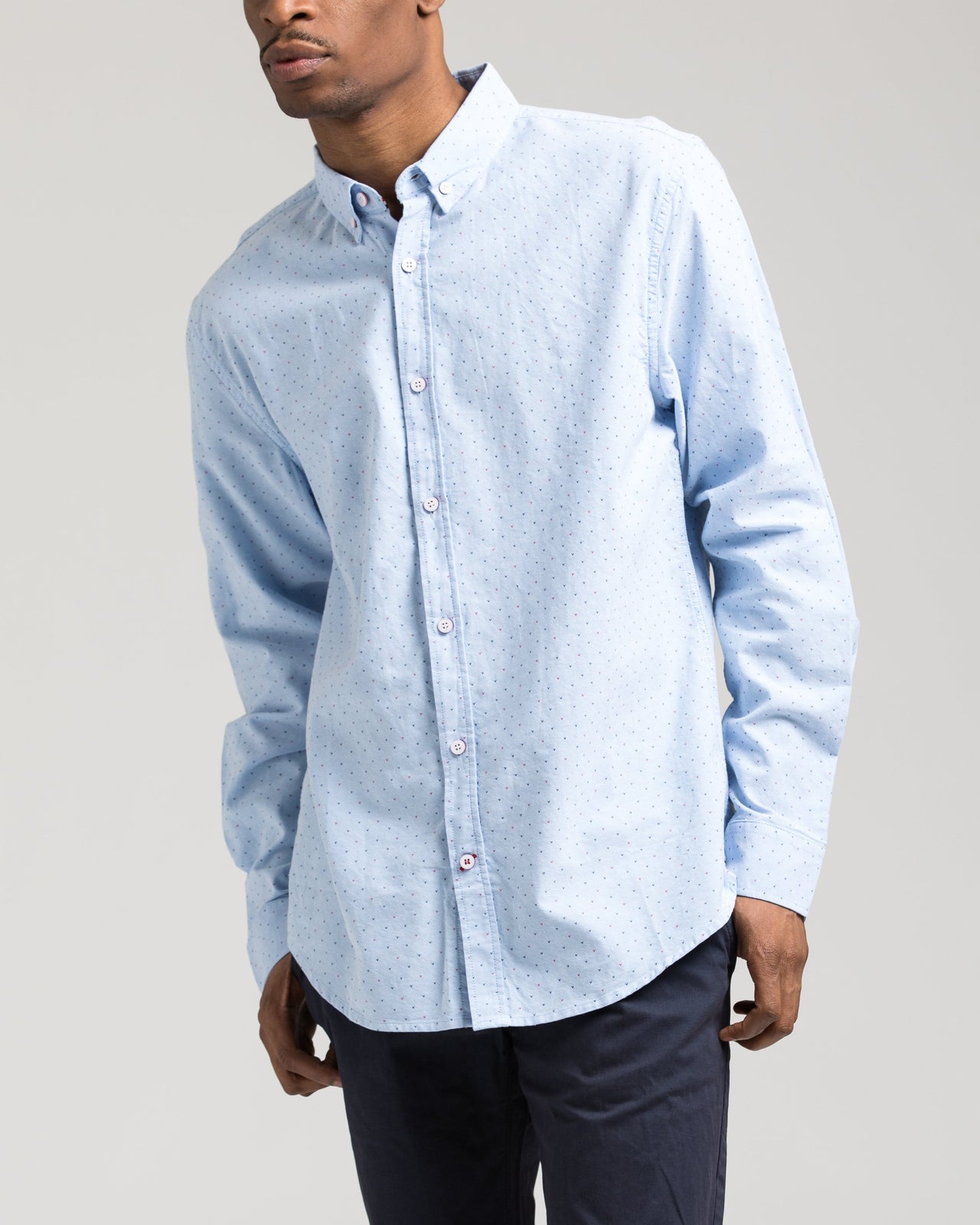 Long Sleeve Dots Shirt - Color: Blue | Blue