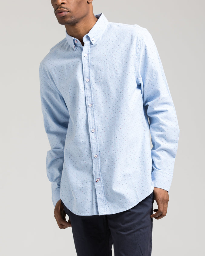Long Sleeve Dots Shirt - Color: Blue | Blue