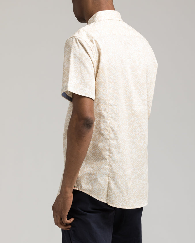 Short Sleeve Floral Shirt - Color: White/Yellow | White