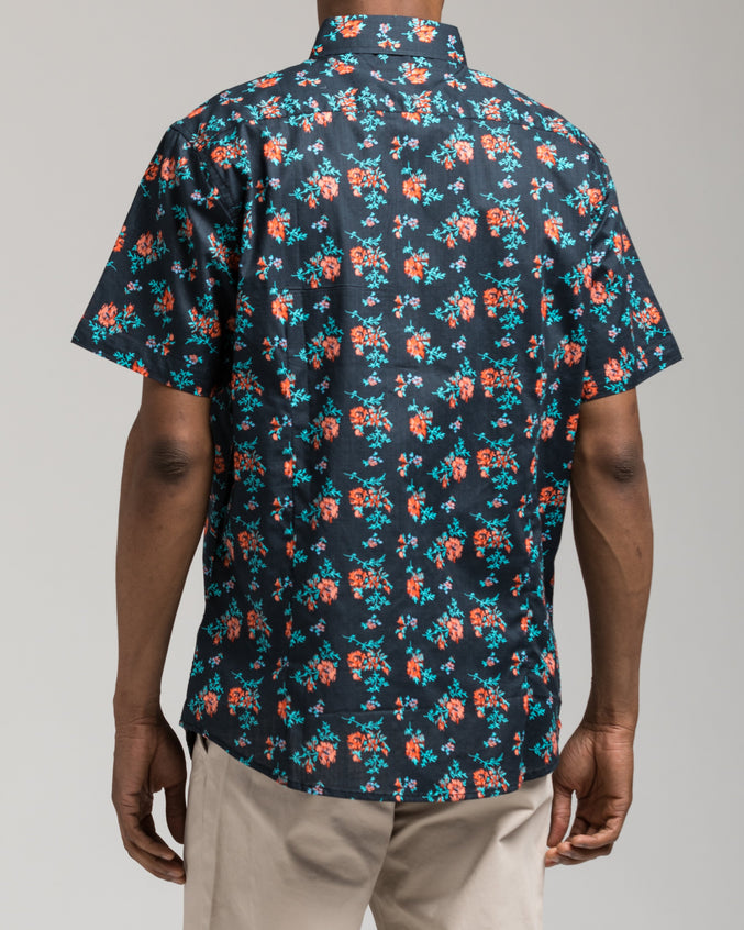 Short Sleeve Floral Shirt - Color: Black | Black