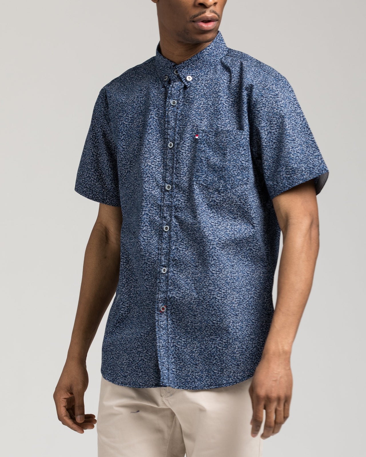 Short Sleeve Paisley Shirt - Color: Navy | Blue