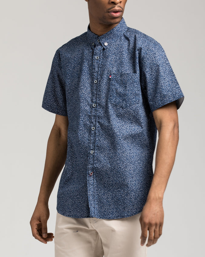 Short Sleeve Paisley Shirt - Color: Navy | Blue