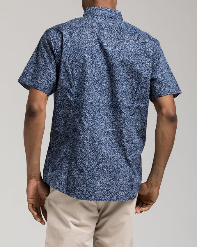 Short Sleeve Paisley Shirt - Color: Navy | Blue