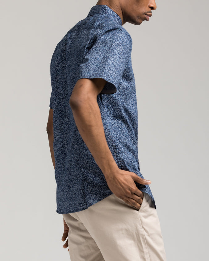 Short Sleeve Paisley Shirt - Color: Navy | Blue