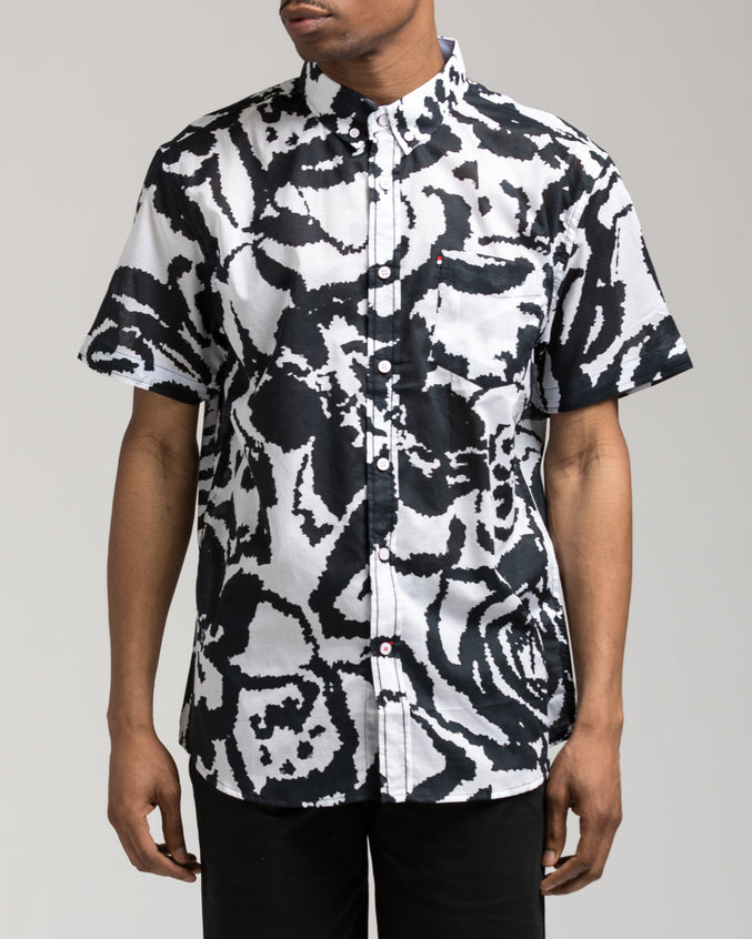 Short Sleeve Trippy Shirt - Color: White/Black | White