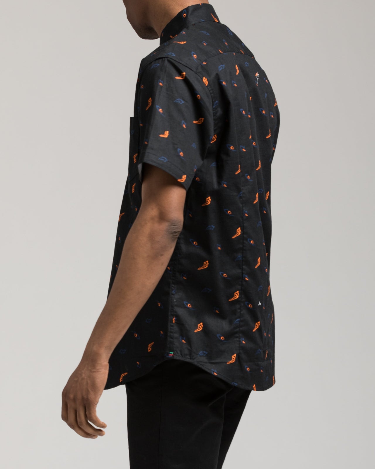 Short Sleeve Printed Shirt - Color: Black | Black