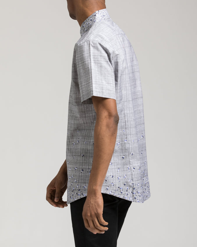 Short Sleeve Flowers Shirt - Color: Grey | Gray