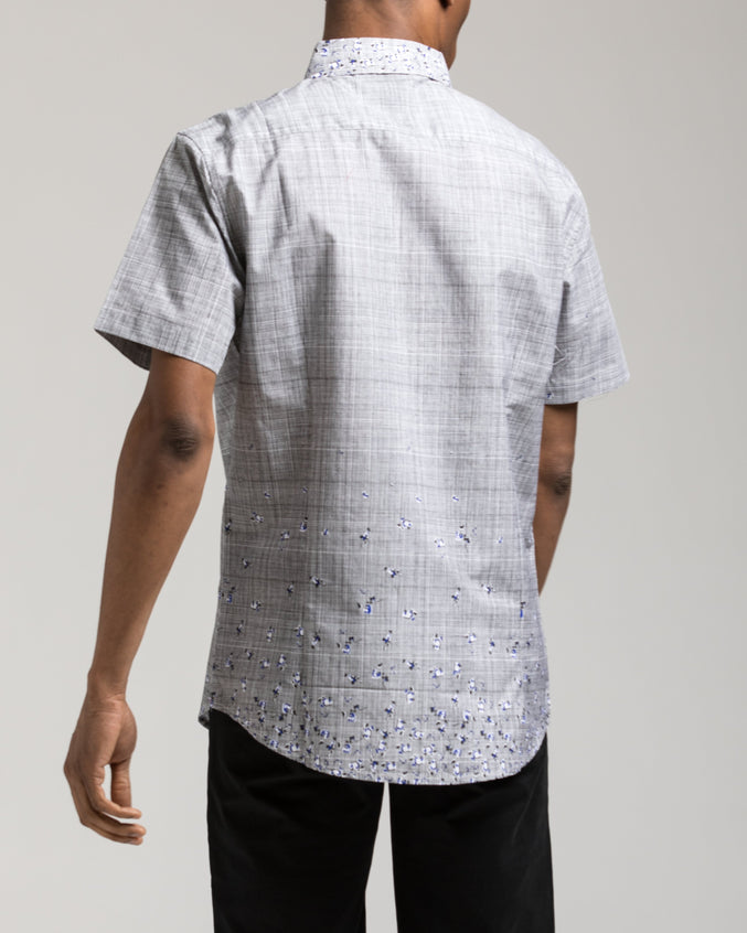 Short Sleeve Flowers Shirt - Color: Grey | Gray