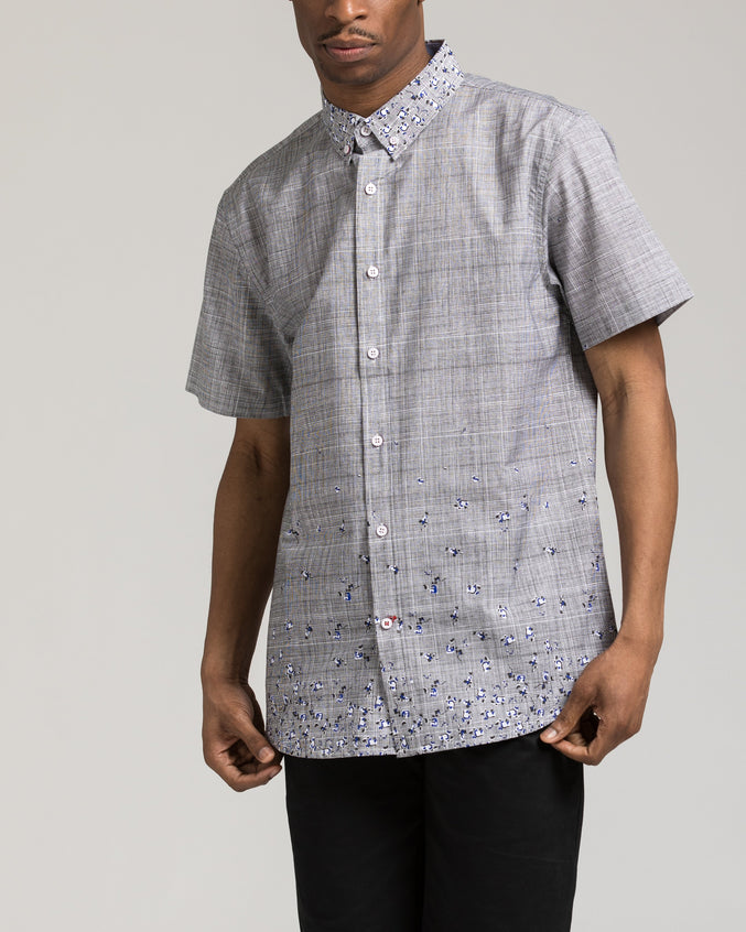 Short Sleeve Flowers Shirt - Color: Grey | Gray