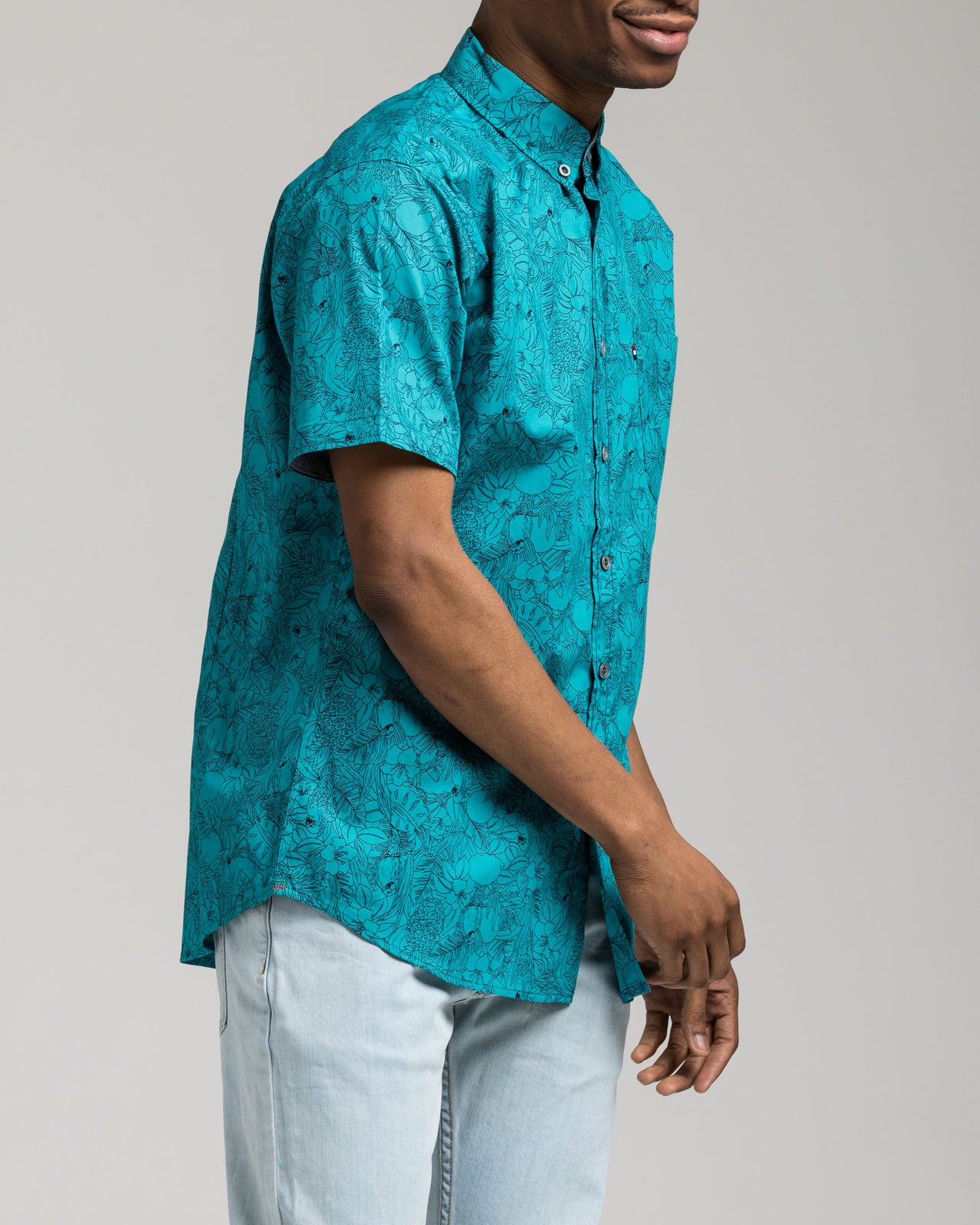 Short Sleeve Floral Shirt - Color: Teal | Blue