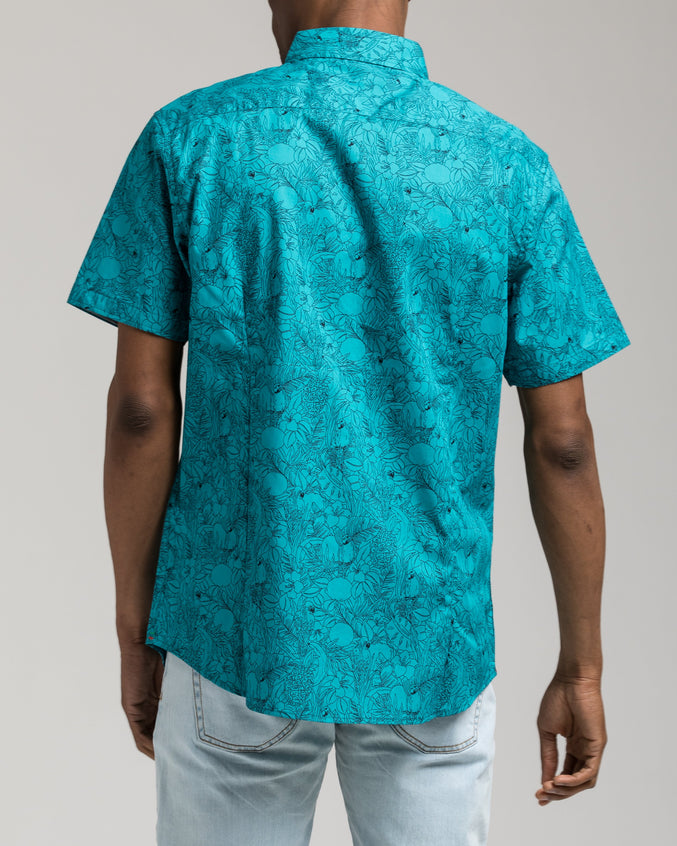 Short Sleeve Floral Shirt - Color: Teal | Blue