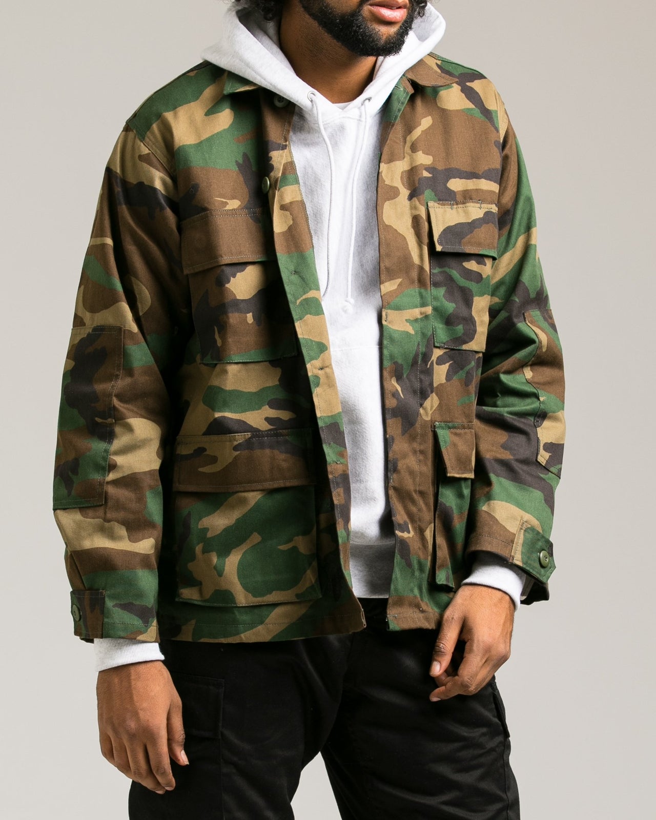 B.D.U. Shirt Jacket - Color: Woodland Camo | Green