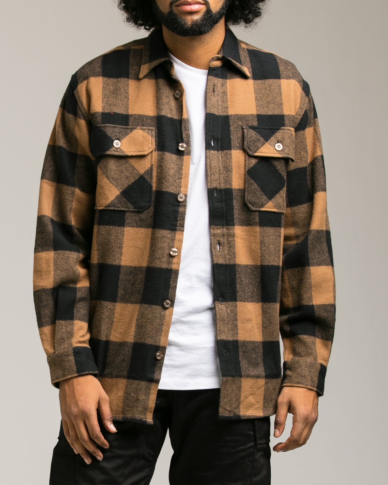 Heavyweight Flannel Shirt - Color: Brown | Brown