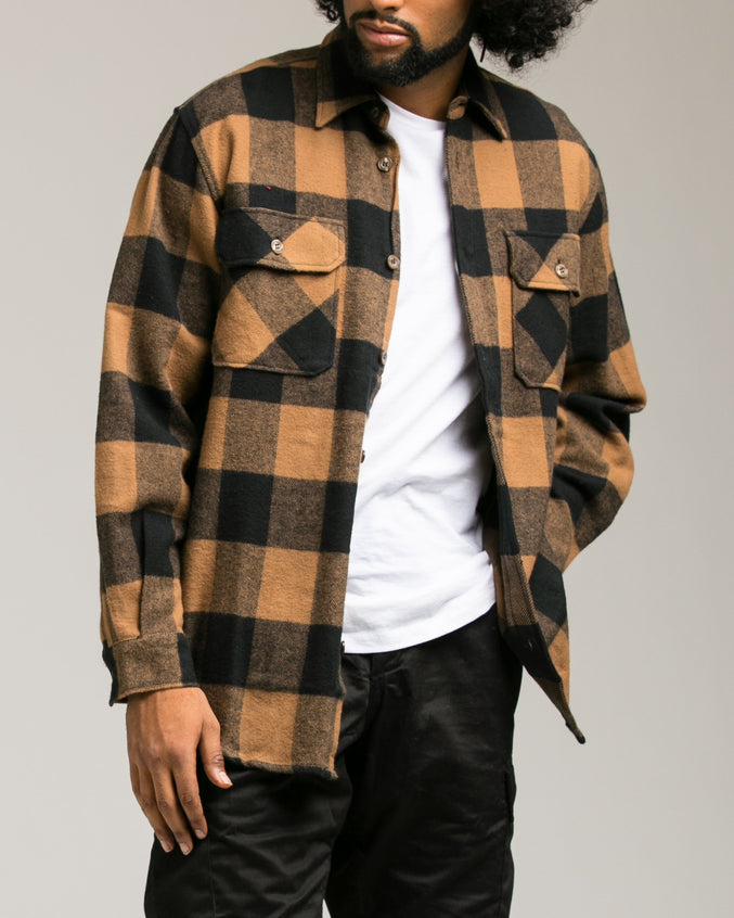 Heavyweight Flannel Shirt - Color: Brown | Brown