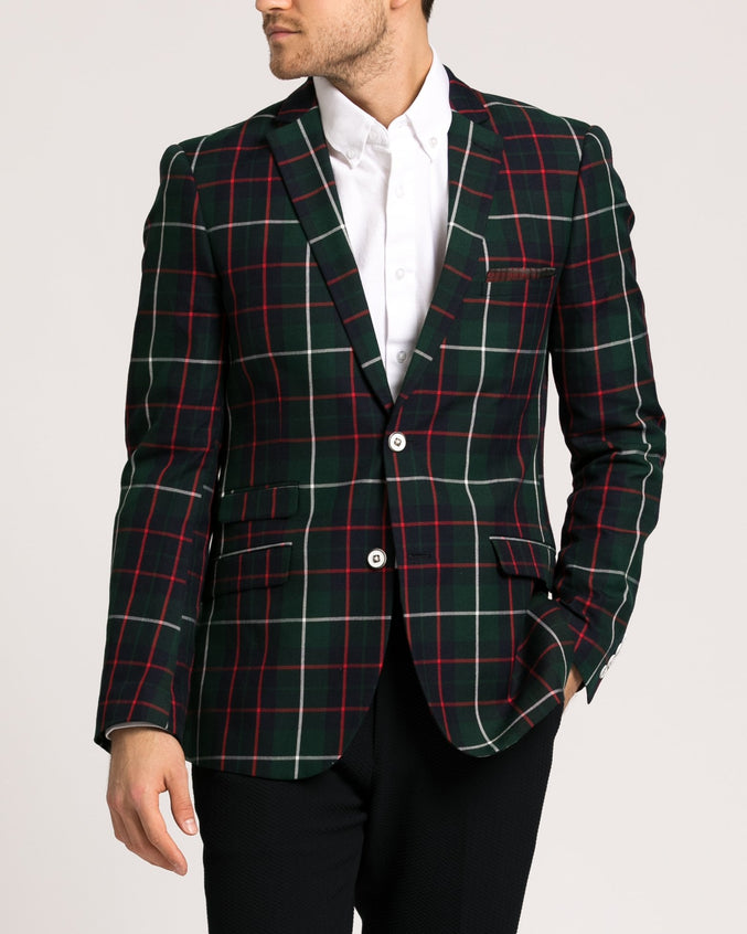 Dover Notch Jacket - Color: Green Navy/ Red Tartan | Green