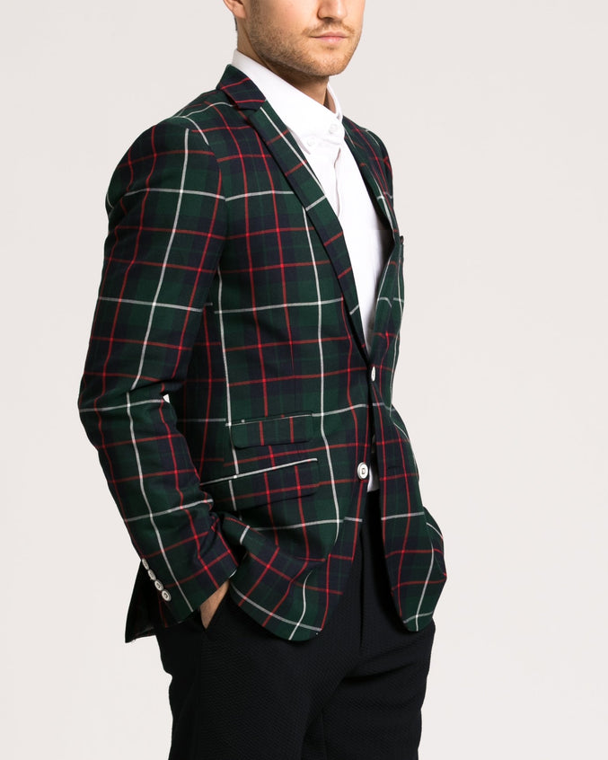 Dover Notch Jacket - Color: Green Navy/ Red Tartan | Green