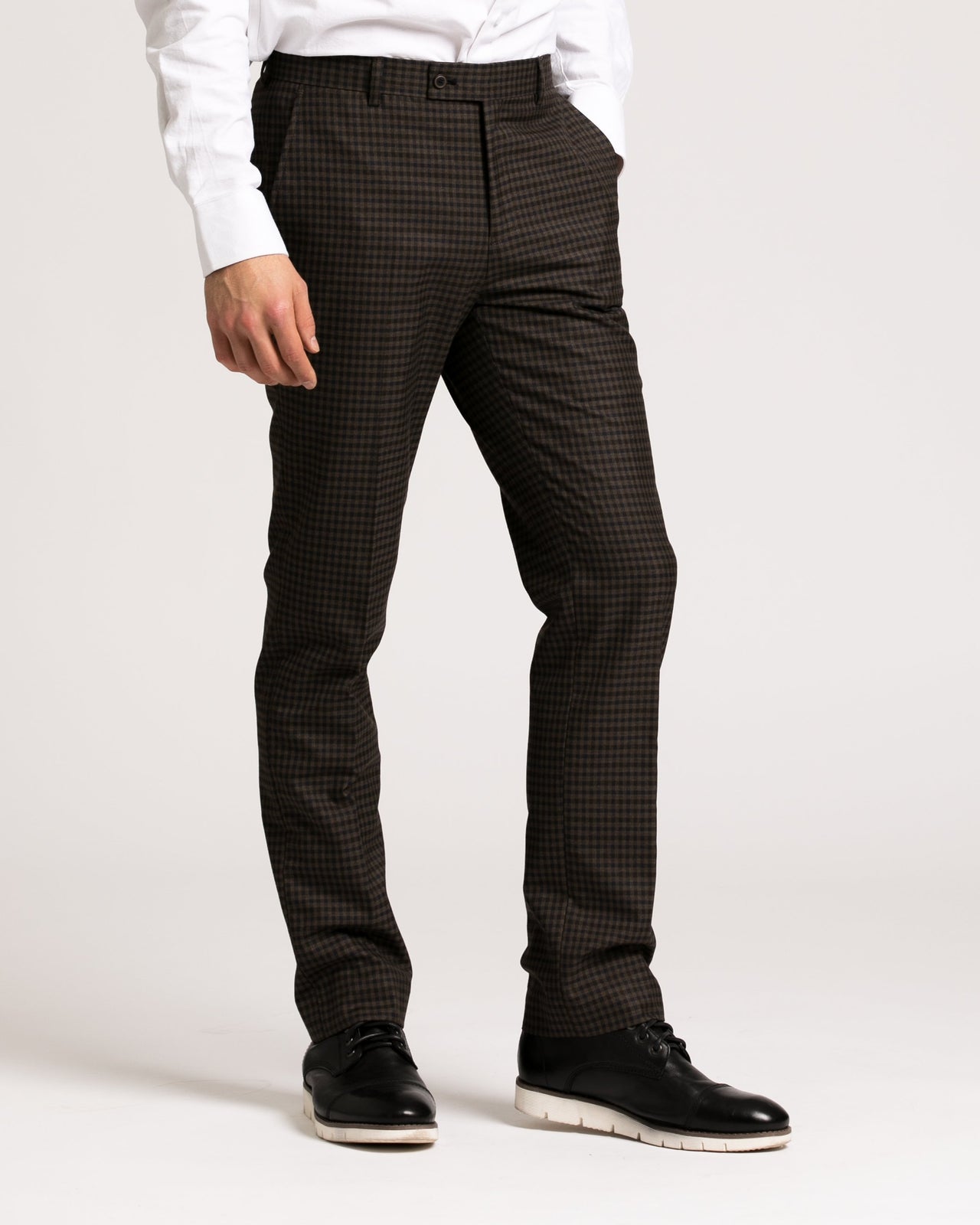Downing Pant - Color: Brown Navy Check | Brown