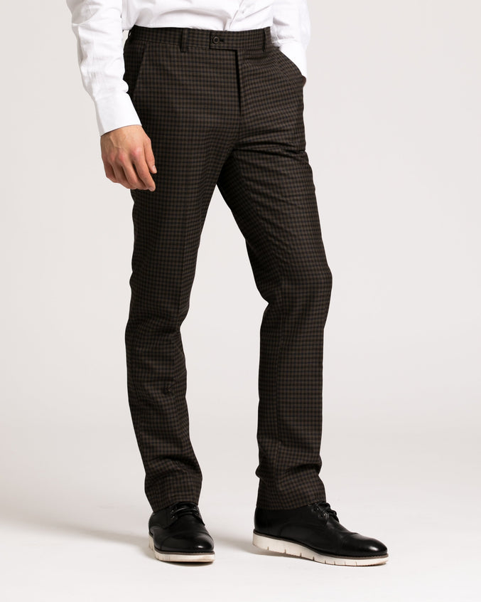 Downing Pant - Color: Brown Navy Check | Brown