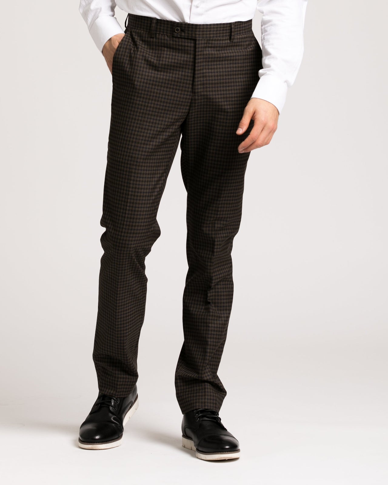 Downing Pant - Color: Brown Navy Check | Brown