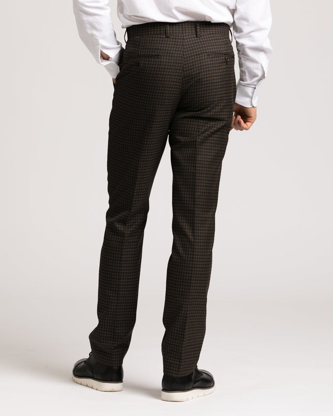 Downing Pant - Color: Brown Navy Check | Brown