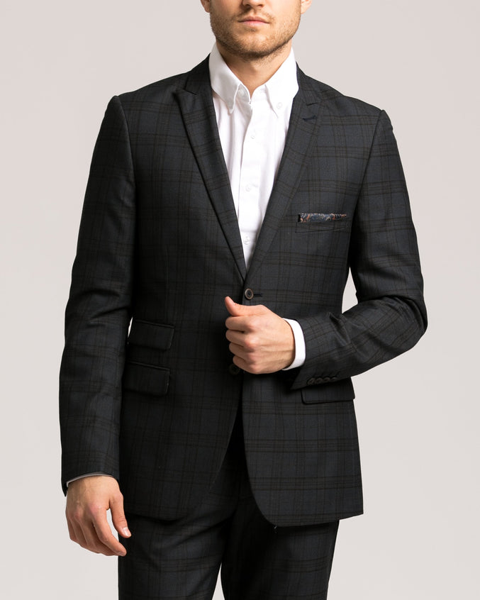 Ashton Peak Jacket - Color: Dark Blue Windowpane Plaid | B