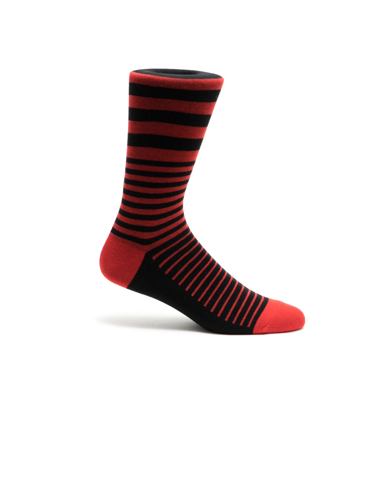 Stripe Crew Sock - Color: Scarlet/Black | Red