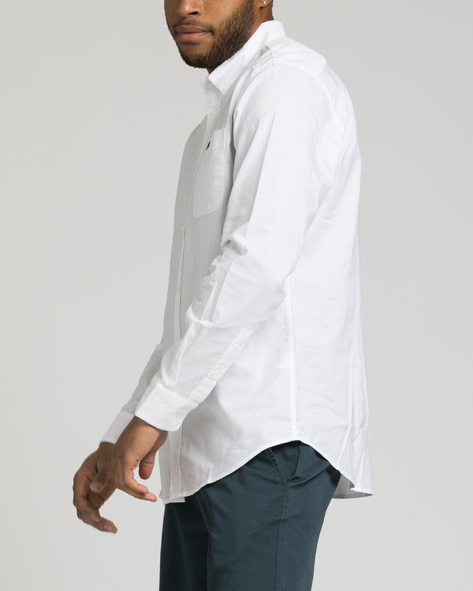 Thatll Do Long Sleeve Oxford Shirt - Color: White | White