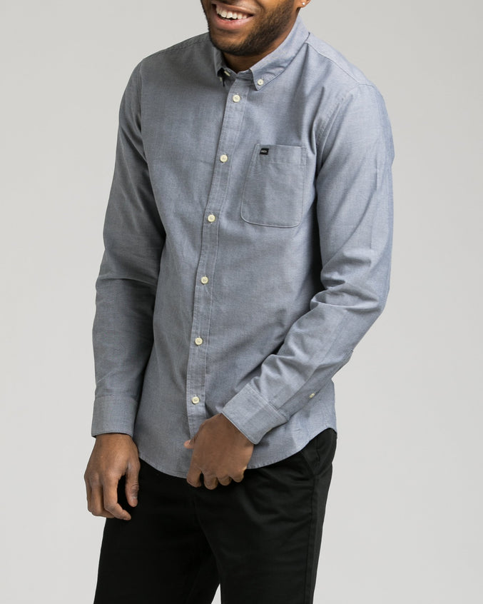 Thatll Do Long Sleeve Oxford Shirt - Color: Distant Blue | Blue