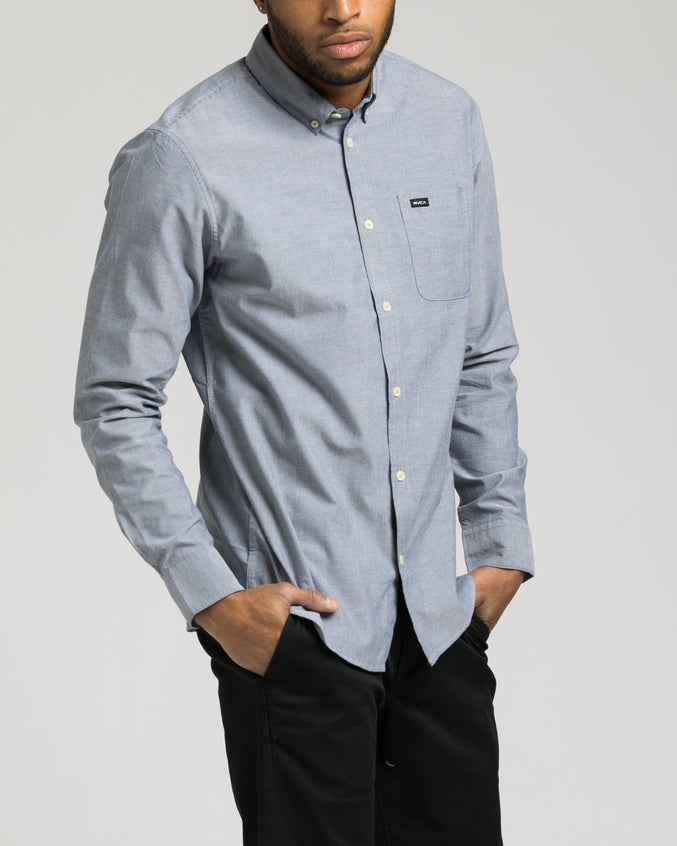 Thatll Do Long Sleeve Oxford Shirt - Color: Distant Blue | Blue