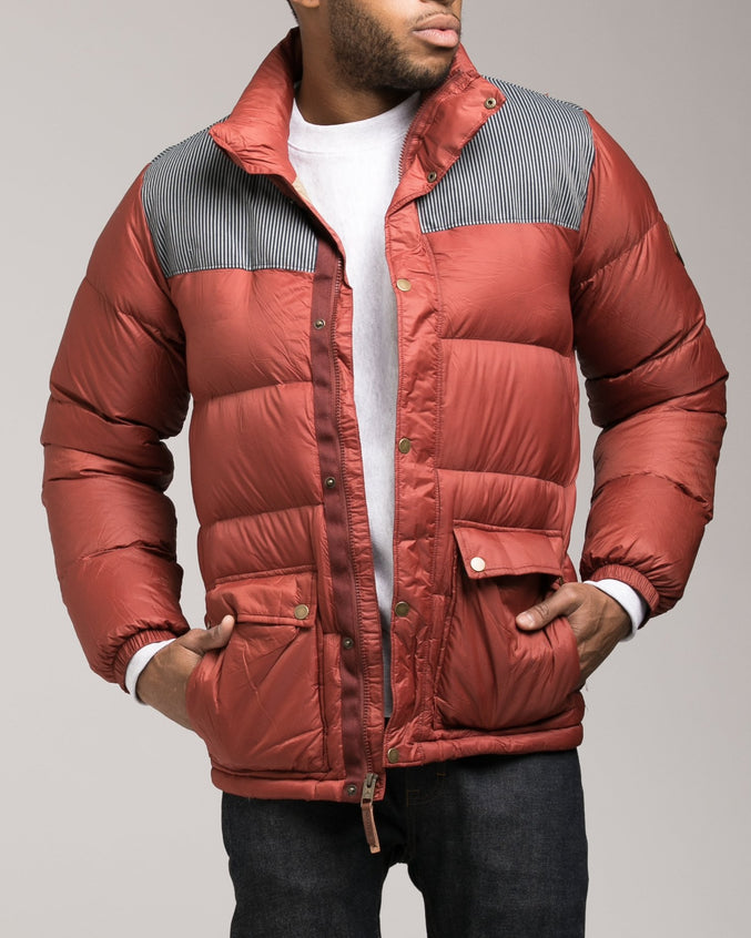 Heritage Collard Down Jacket - Color: Railroad/Fired Brick | Red