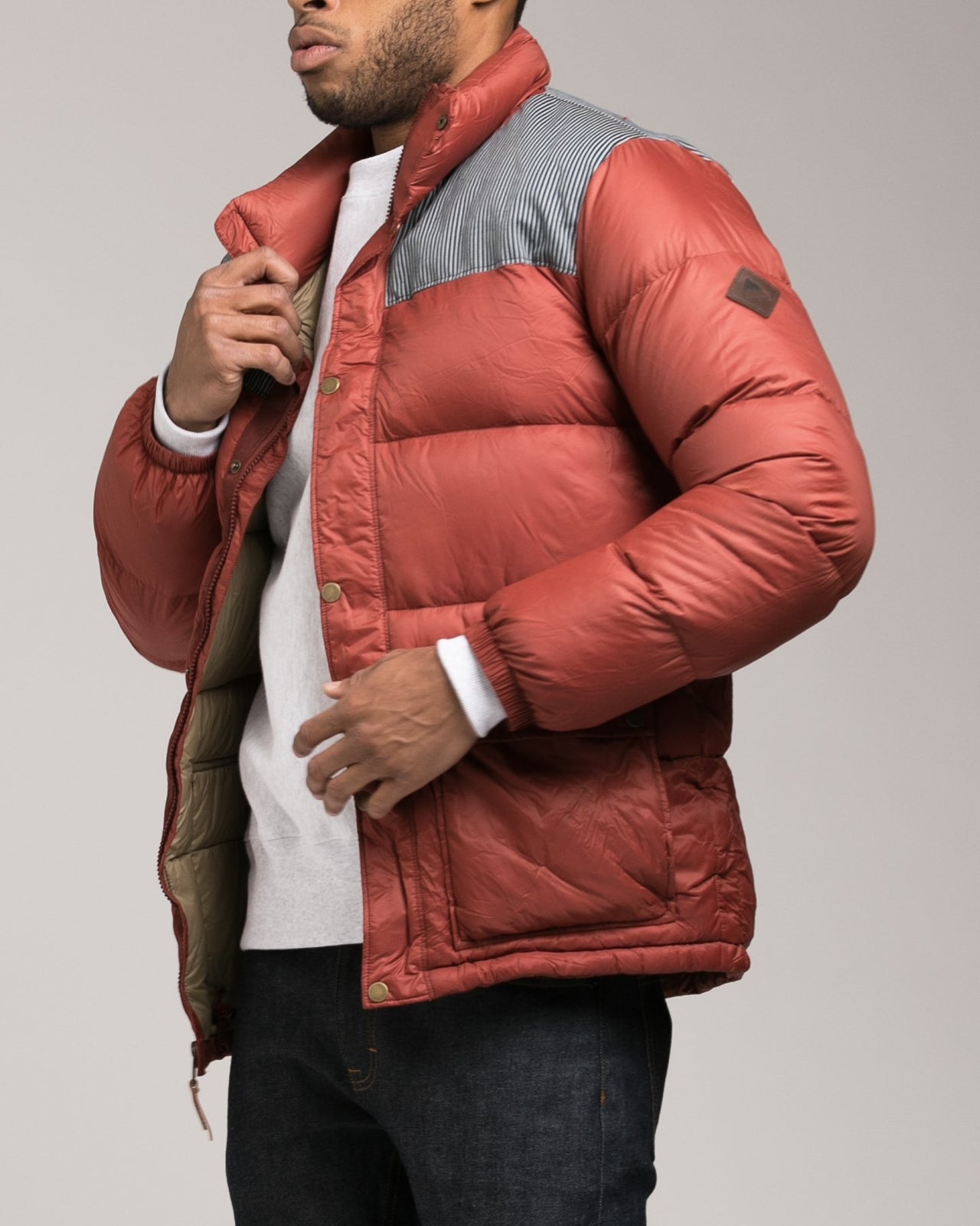 Heritage Collard Down Jacket - Color: Railroad/Fired Brick | Red