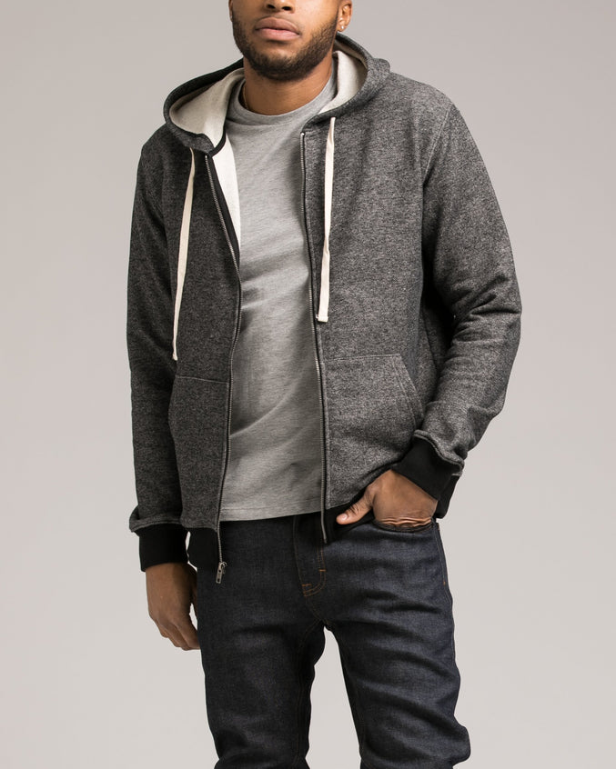 Nep Terry Zip Up - Color: Heather Black | Black