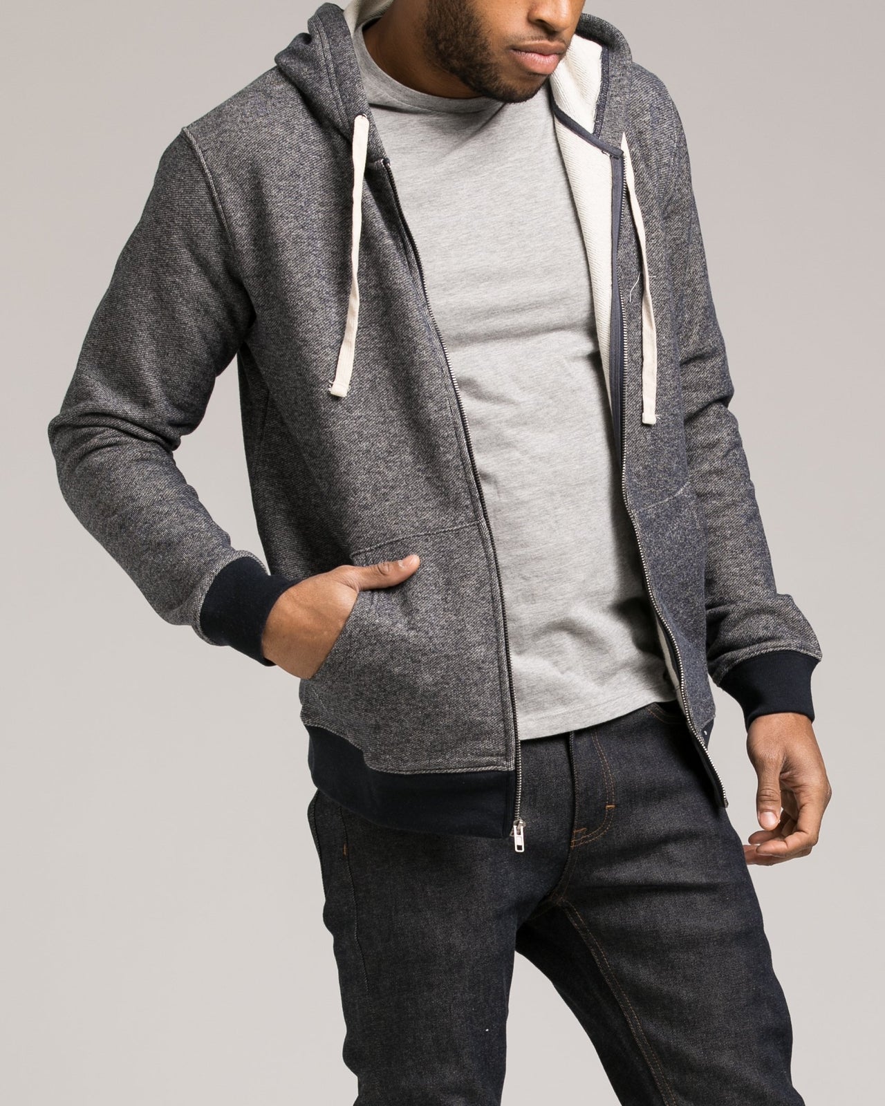 Nep Terry Zip Up - Color: Heather Navy | Blue