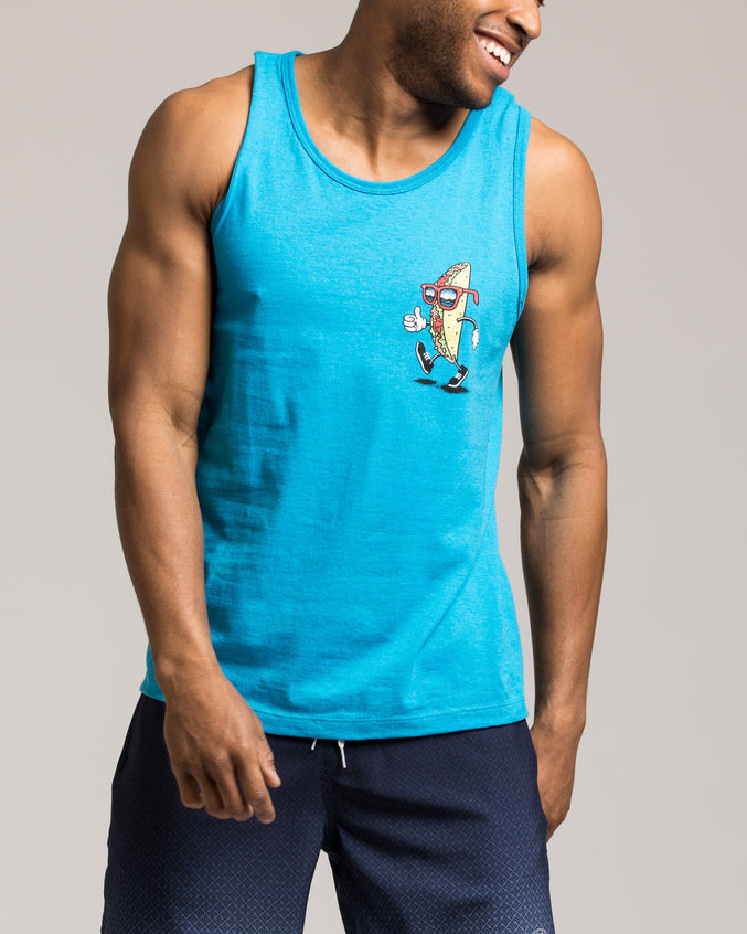 Taco Stroll Tank - Color: Turquoise Heather | Blue