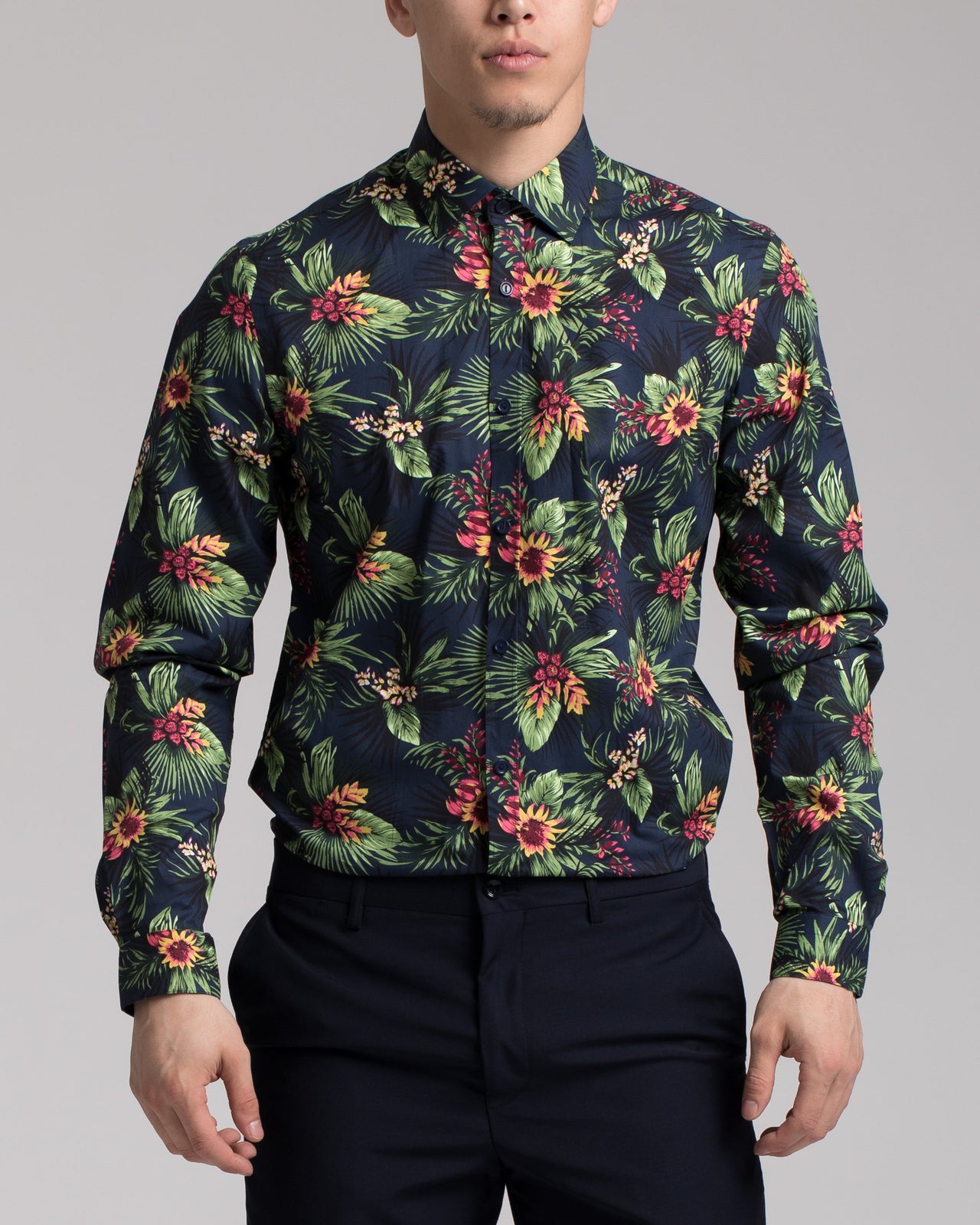 Tropical Dress Shirt - Color: Navy Floral | Blue