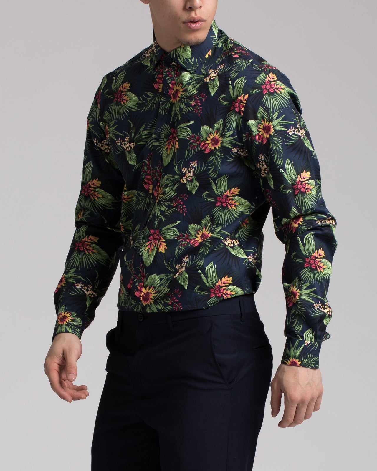 Tropical Dress Shirt - Color: Navy Floral | Blue