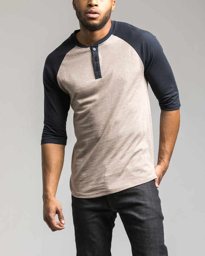Contrast Heather Henley Tee - Color: Toasted Coconut | Beige