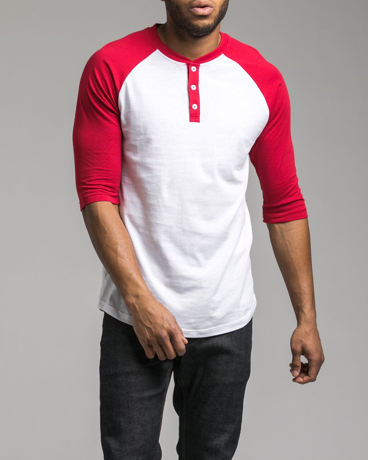 Contrast Henley Tee - Color: White | White